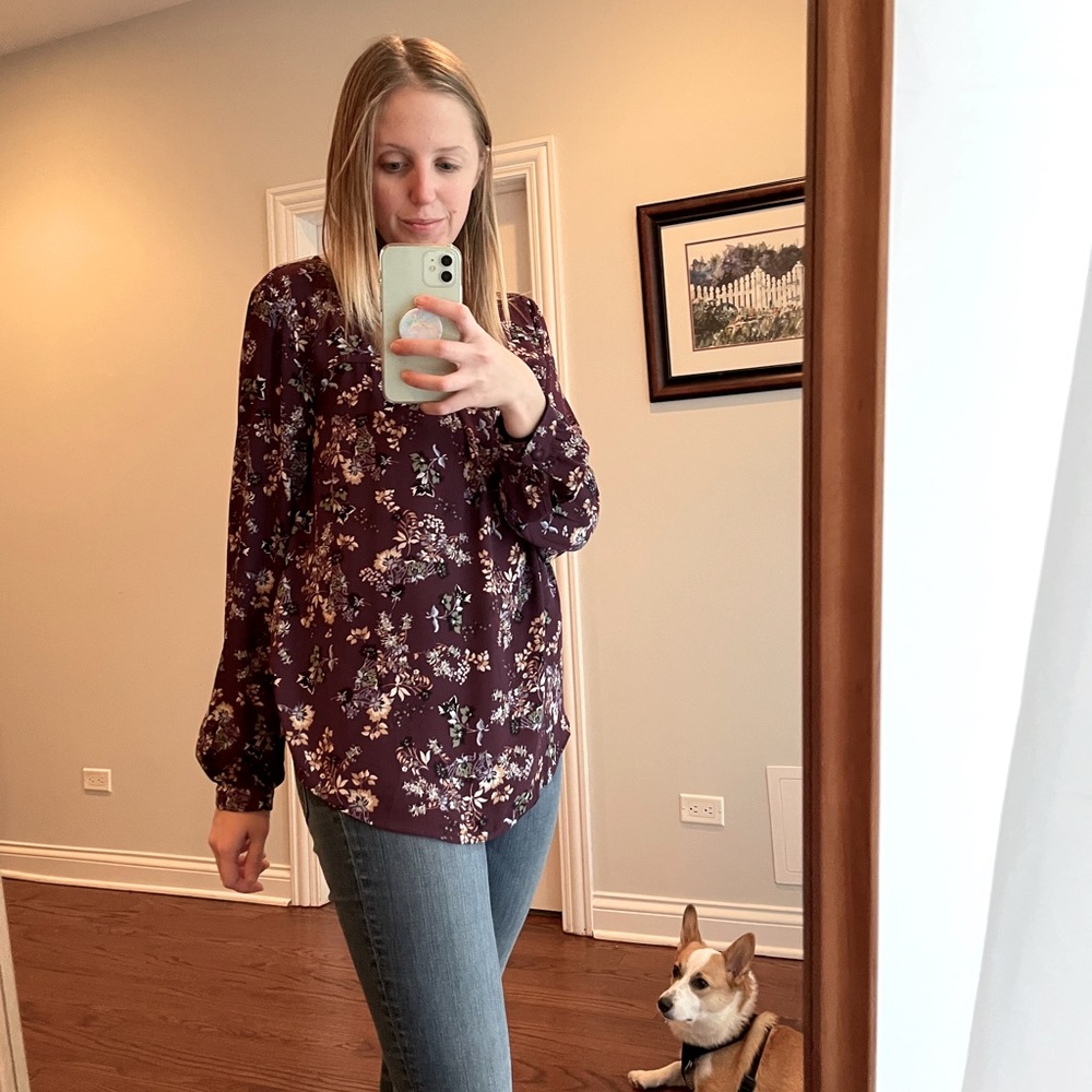 LOFT floral long sleeve blouse